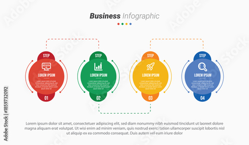 Stylish 4 steps business infographics template, Infographic 4 steps flowchart design, template, info graph template, Professional infographic template business, Infographic with innovative ideas,