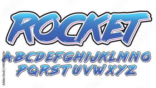 blue bold brush graffiti style font