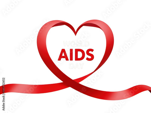 Aids awareness heart ribbon isolated