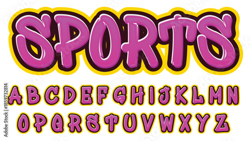 pink and yellow outline graffiti tag isolated font