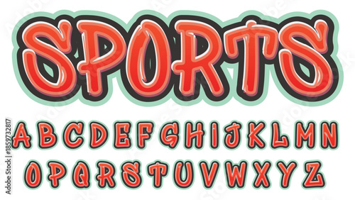 red and green outline graffiti tag isolated font