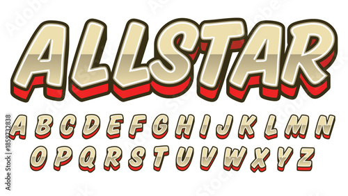 golden and red glossy 3d bold brush cartoon typography