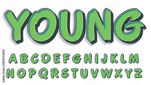 green bold brush 3d typography