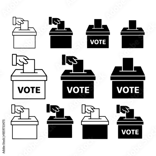 freedom of choice, Hand voting ballot box icon set. voting sign. sets