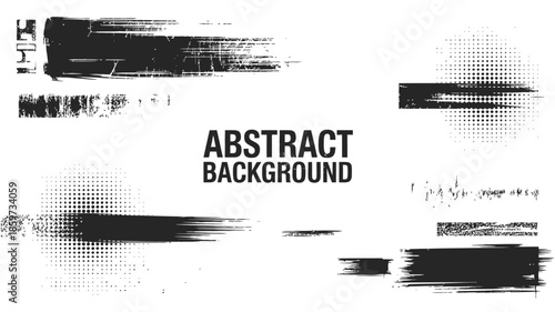 Modern abstract background with dynamic black brush strokes