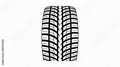 Detailed illustration of a car tire with tread pattern