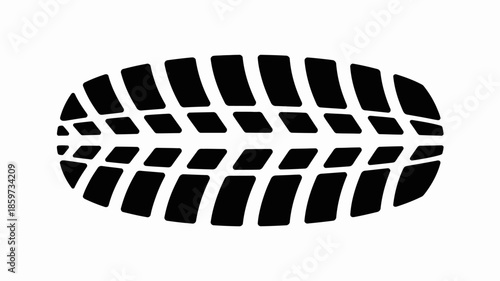 Close-up of a black tire track on a white background
