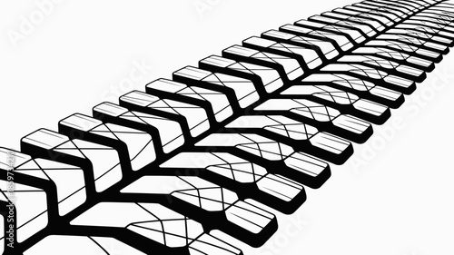 Close-up of rugged tire tread on white background