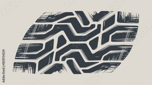 Close-up of rugged tire tread pattern on gray background