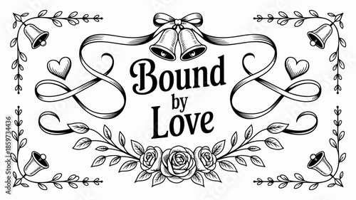 Romantic Bound by Love illustration with elegant floral design