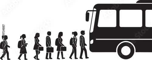 Students lining up to board a school bus