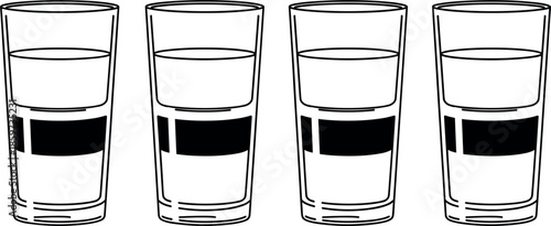 Vector Illustration Set of Four Layered Shot Glasses