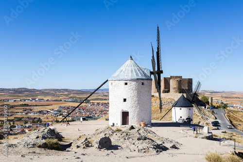 Consuegra windmills and castle in La Mancha Spain