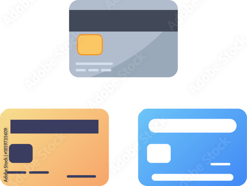 Credit card icons symbols for online payment and banking