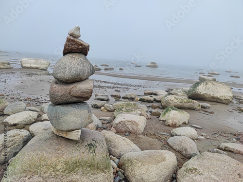 stone pile on the beach