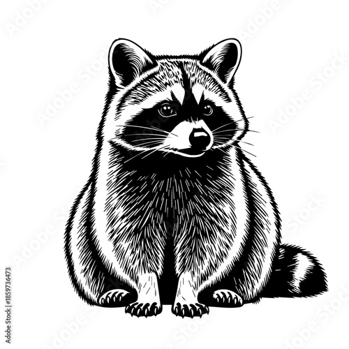 Portrait of a sitting raccoon