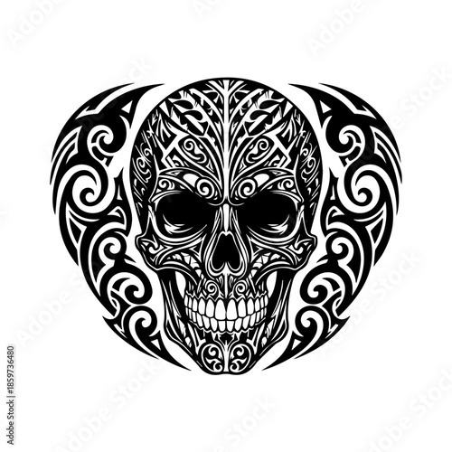 Intricate skull tattoo design