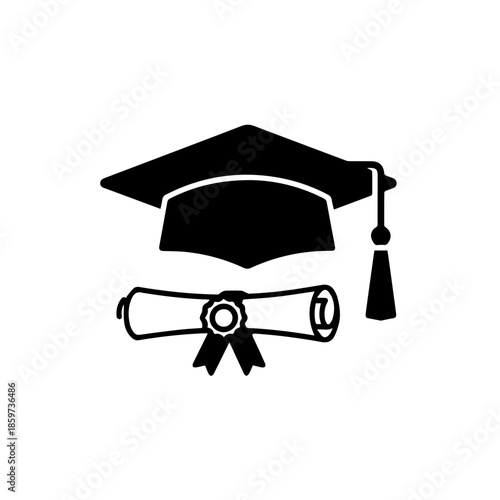 Graduation cap and diploma