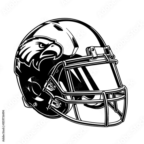 Black and white football helmet with eagle design