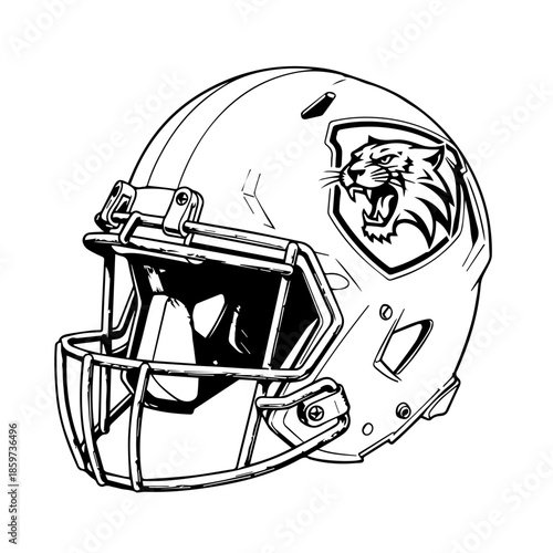 Football helmet with tiger logo
