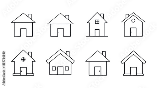 Minimal House Icon Outline Vector Set