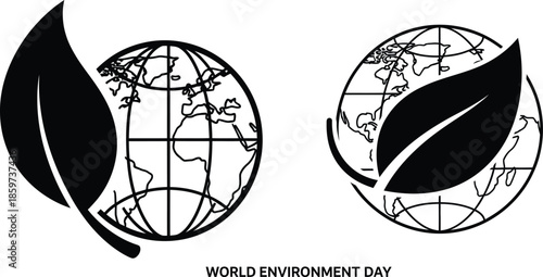 World Environment Day Earth Leaf Eco Nature Vector Illustration