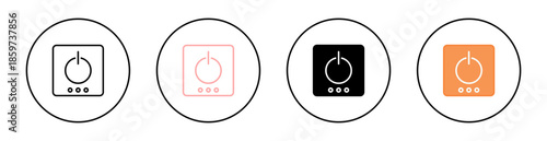 Power Button Icon Set – On Off Switch, Start Shutdown and System Control Symbols
