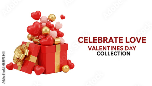 Wallpaper Mural Celebrate love valentines day collection with red gift box and flying hearts on transparent background vector art. Torontodigital.ca
