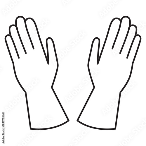 A simple illustration of two hands shown with open palms facing forward