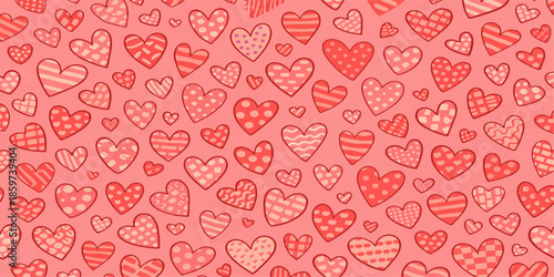 Vector seamless pink heart pattern for Valentine's Day decoration or romantic wedding design