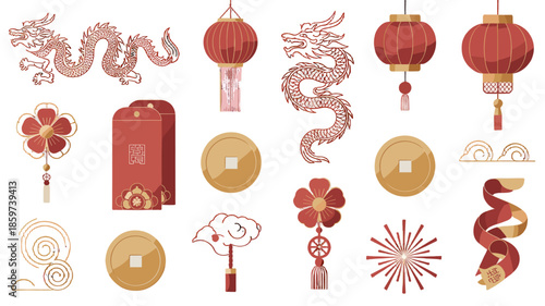 Celebrate the Chinese New Year with traditional ornaments in a stunning display.