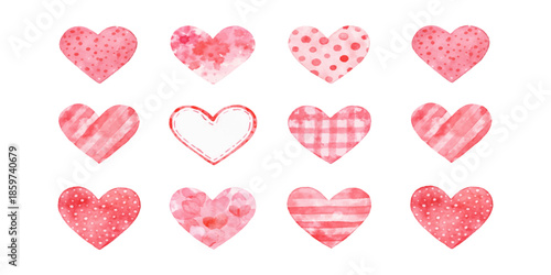Red heart set symbol vector illustration for love romance and Valentine's Day design