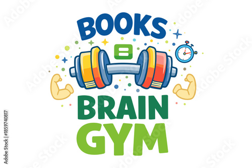 Learning motivation illustration, books brain gym and mental training