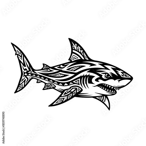 Intricate tribal shark design