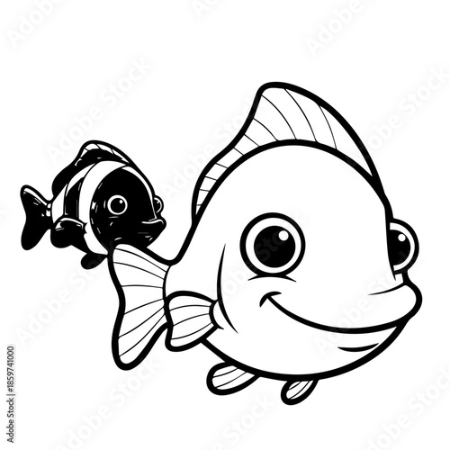 Two cartoon fish swimming together
