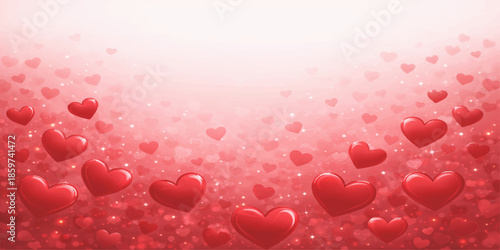 Red hearts background with drops for a romantic Valentine's Day celebration card or wedding design pattern
