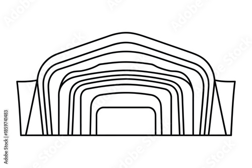 Modern Amphitheater or Concert Hall Line Art Drawing