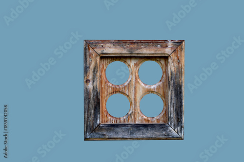Wooden Window Frame on Log House, Traditional Architecture