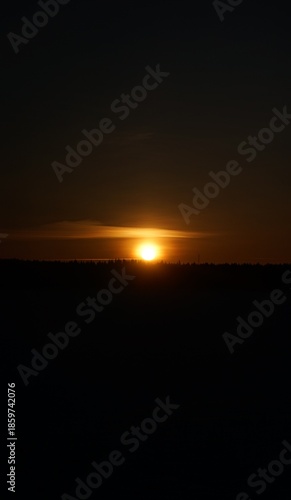 Wallpaper Mural Golden sunset with horizontal cloud on forest landscape Torontodigital.ca