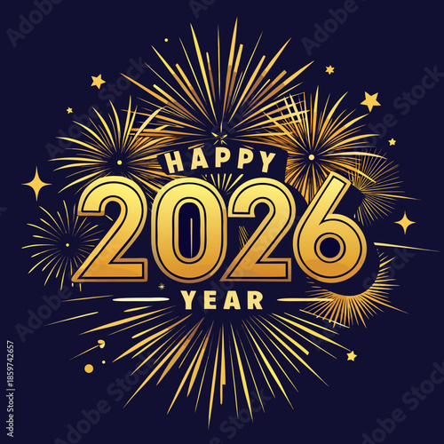 Golden Fireworks New Year 2026