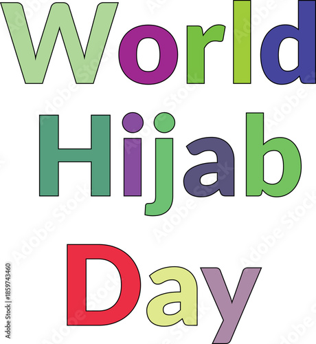 Colorful typography design for world hijab day celebration