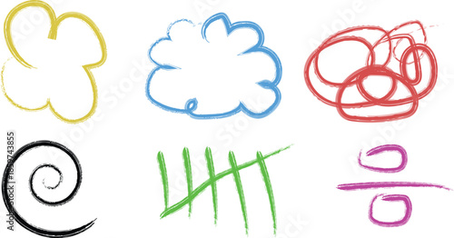 Colorful silhouette doodles and shapes