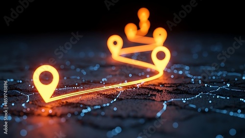Illuminated path on digital map
