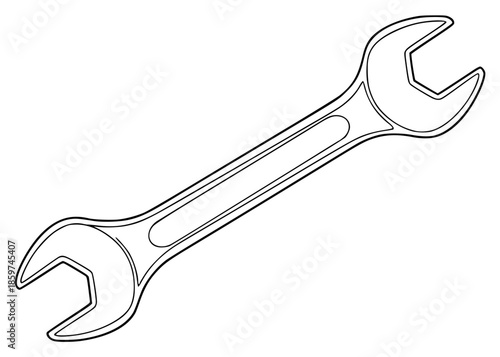 outline of a wrench on a , drawing, outline, against transparent background