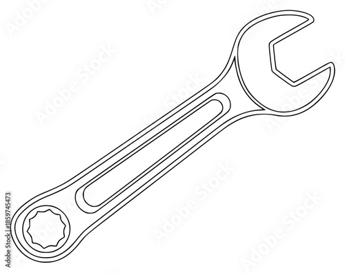 outline of wrench on a , drawing, nut, outline, against transparent background
