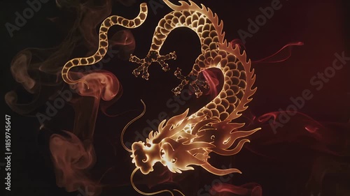 Golden chinese dragon celebrating lunar new year