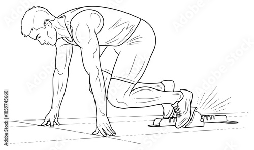 an illustration of a man stepping forward on his knees, illustration, knee, line, man, person, pose, step, against transparent background