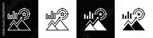 Goal Setting Icon White And Black Background Style