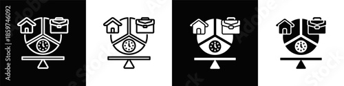 Work Life Balance Icon White And Black Background Style