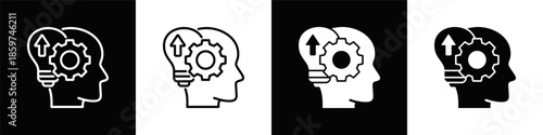 Mindset Shift Icon White And Black Background Style